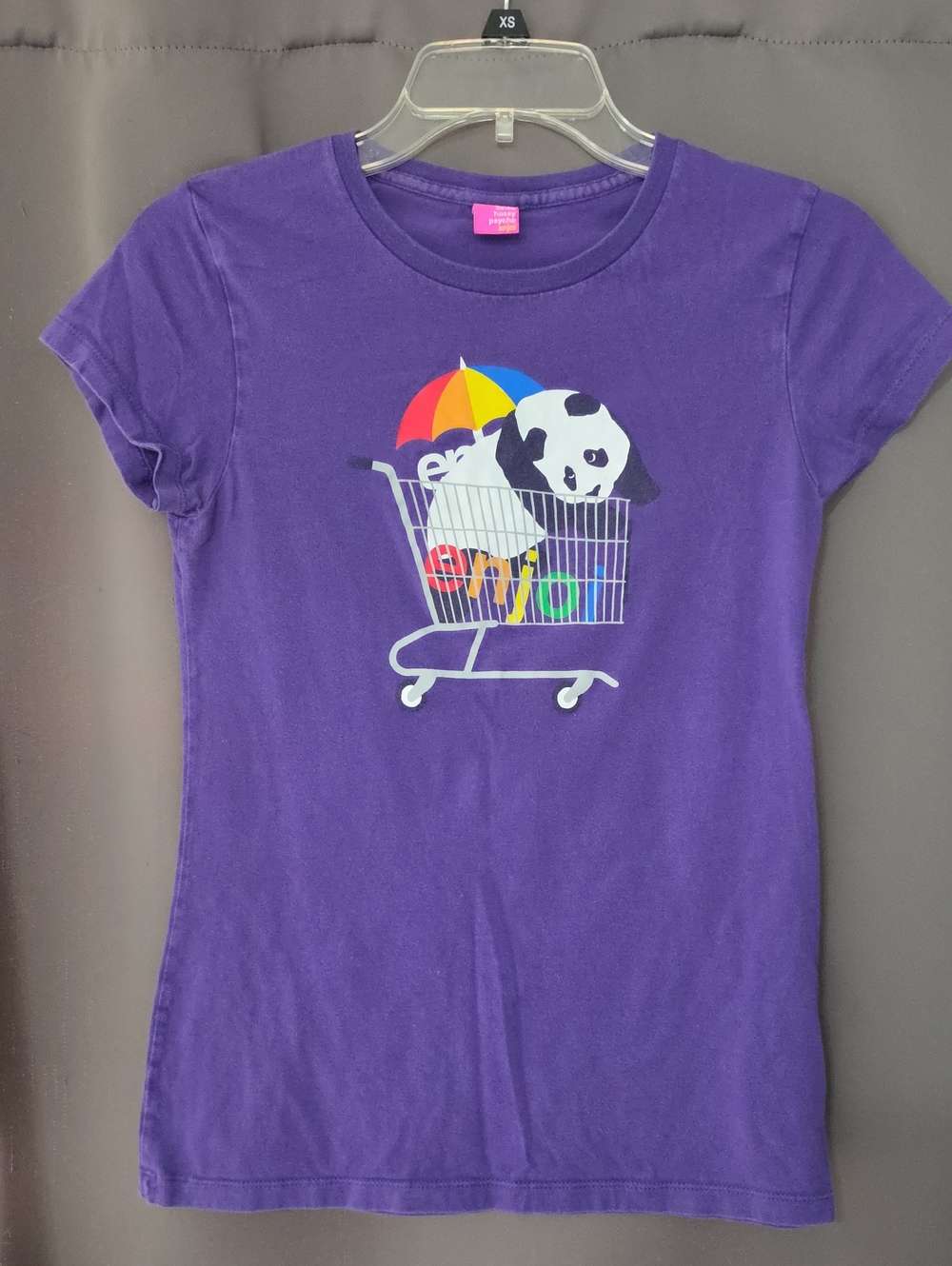 Girls Purple Panda Graphic Tee - Casual Short Sleeve Top